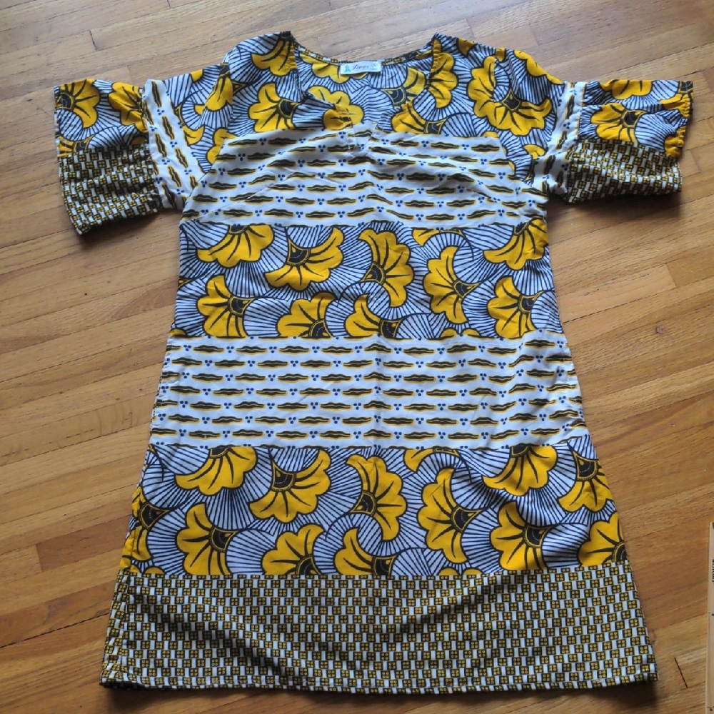 African Print Dress Tunic L Ethnic